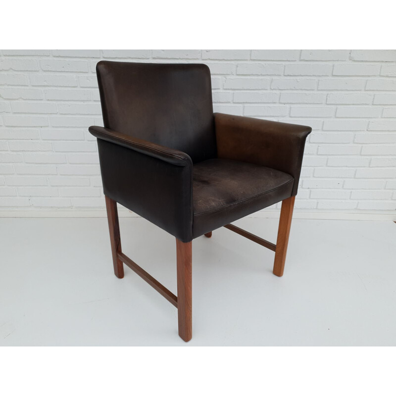 Vintage danish conference chairs by Hans Olsen, original leather, solid rosewood 1960