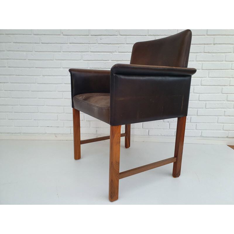 Vintage danish conference chairs by Hans Olsen, original leather, solid rosewood 1960