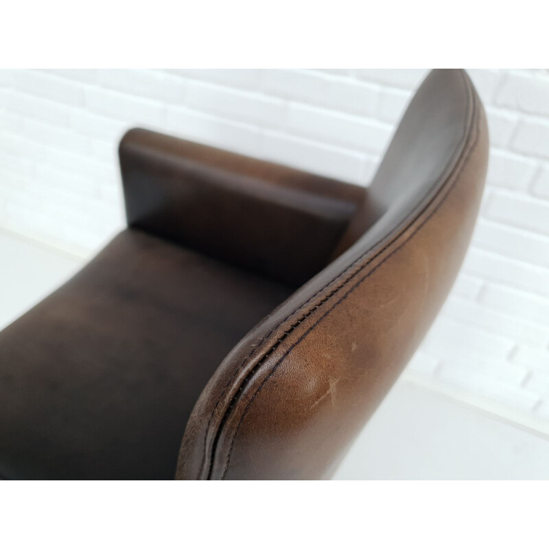 Vintage danish conference chairs by Hans Olsen, original leather, solid rosewood 1960