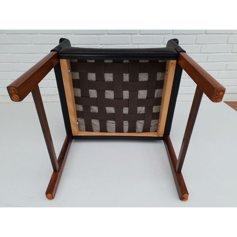 Vintage danish conference chairs by Hans Olsen, original leather, solid rosewood 1960
