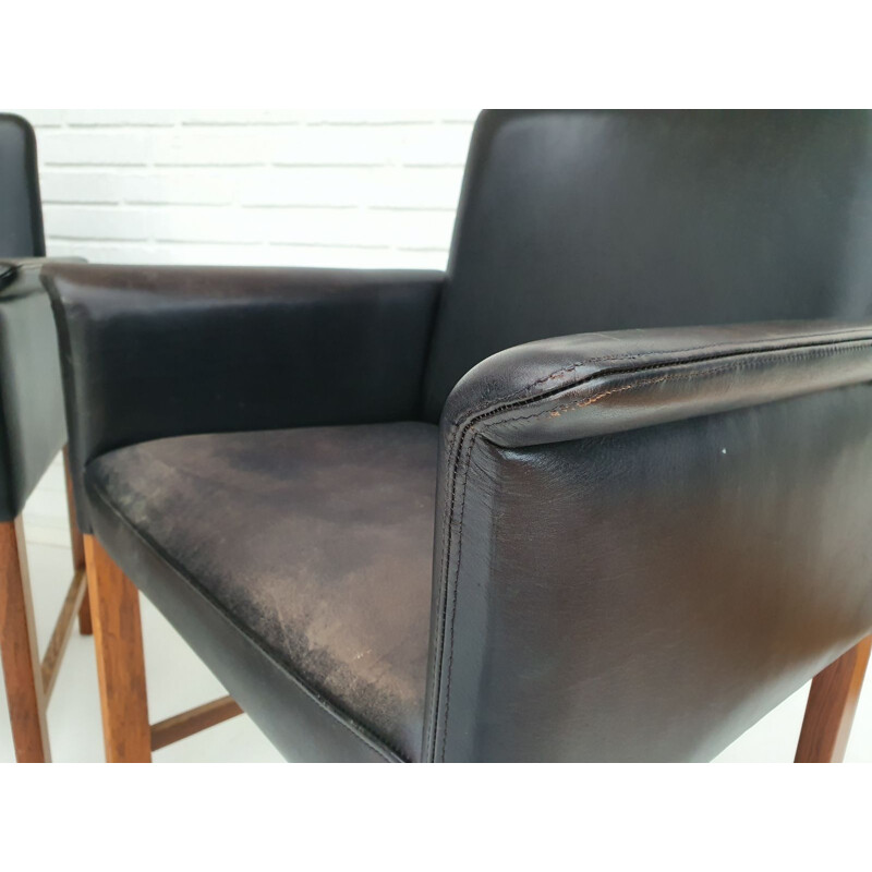 Danish conference chairs by Hans Olsen, 60´s, original leather, solid rosewood