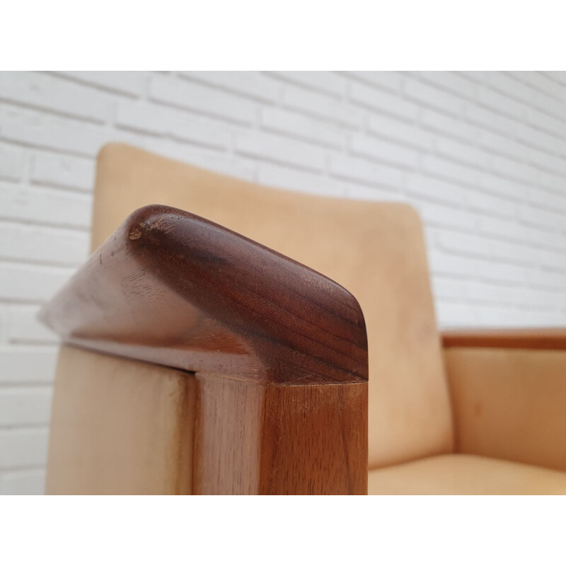 Vintage danish conference chairs by Hans Olsen original vegetal leather, solid teak wood 1960