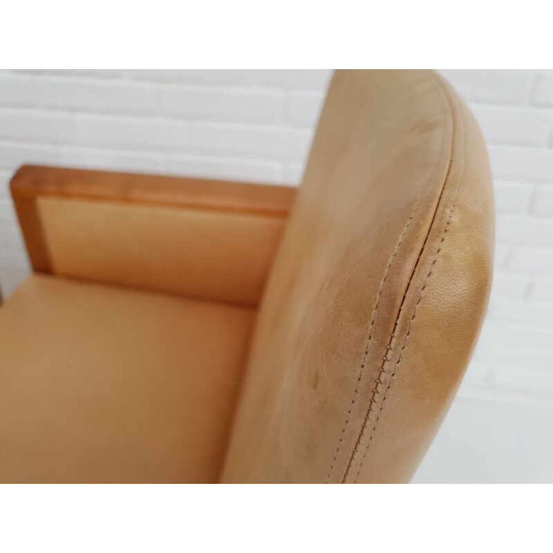 Vintage danish conference chairs by Hans Olsen original vegetal leather, solid teak wood 1960
