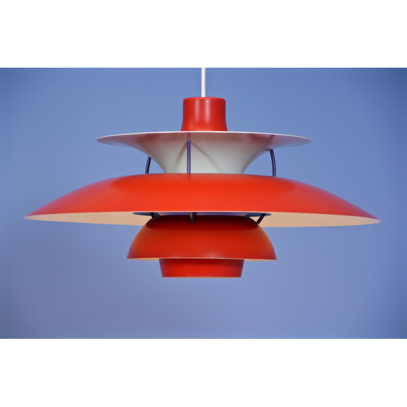 Danish PH5 pendant in red by Poul Henningsen for Louis Poulsen, 1970s