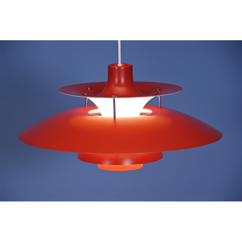 Danish PH5 pendant in red by Poul Henningsen for Louis Poulsen, 1970s