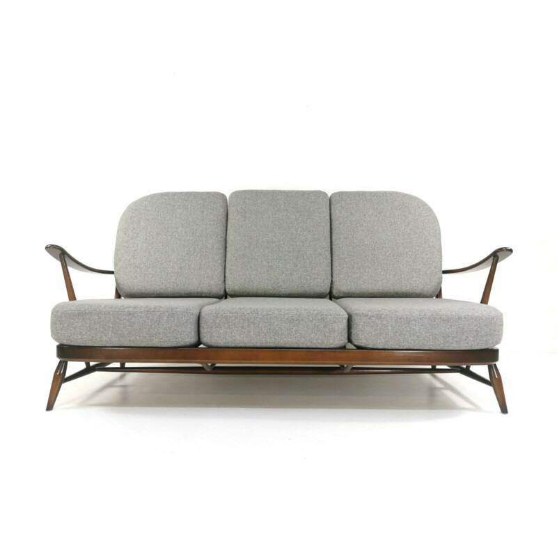 3 Seater Sofa Couch by Ercol in Soft Grey Herringbone 