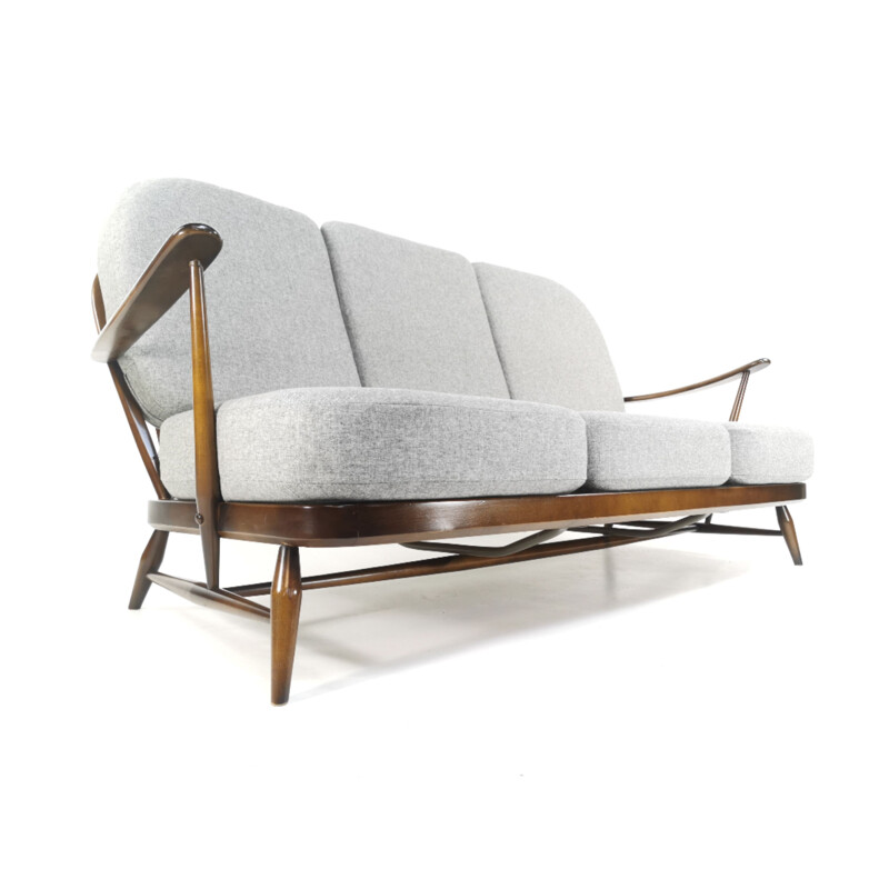 3 Seater Sofa Couch by Ercol in Soft Grey Herringbone 