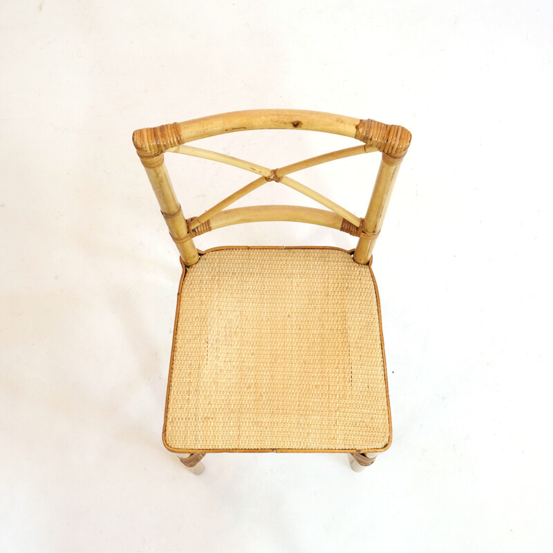 Small vintage chair in rattan from the 60s and 70s