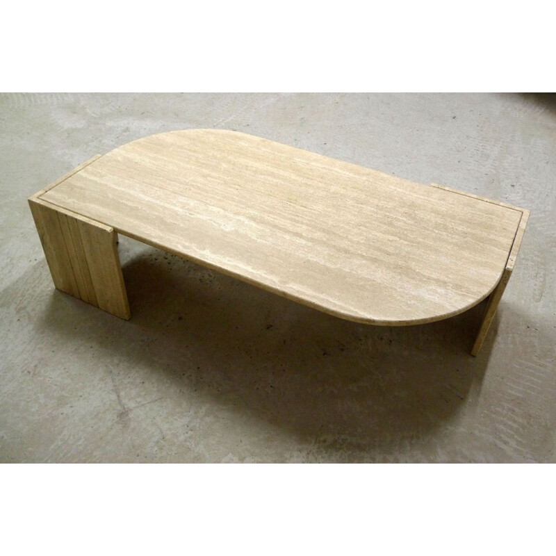 Vintage travertine coffee table, Roche Bobois, 1980