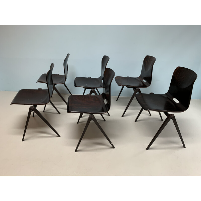 Set of 6 vintage school chairs by Pagholz 