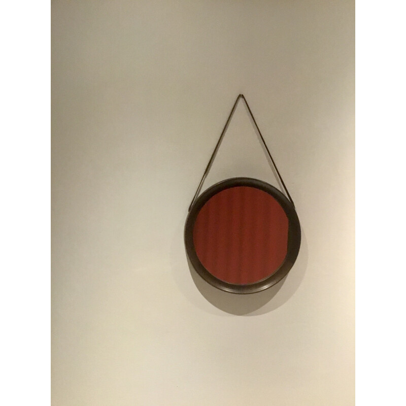 Round Vintage Wenge Wall Mirror by Uno & Osten Kristiansson