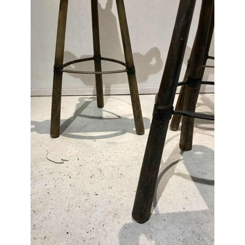 Vintage Spanish Brutalist Stools, Set of 5