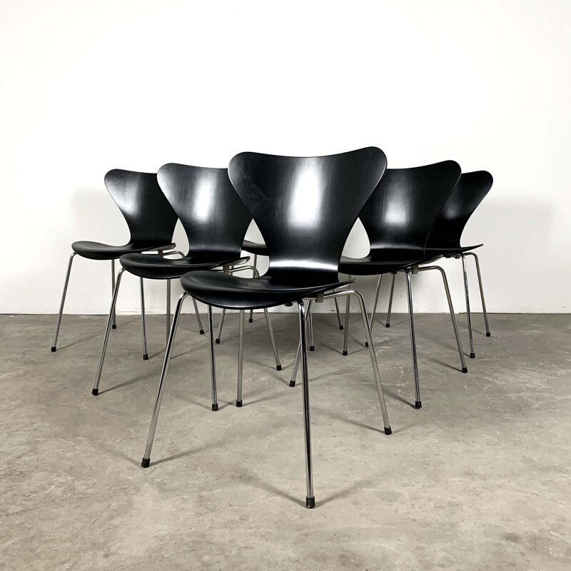 Lot de 6 chaises vintage "3107 Butterfly" par Arne Jacobsen pour Fritz Hansen, 1960