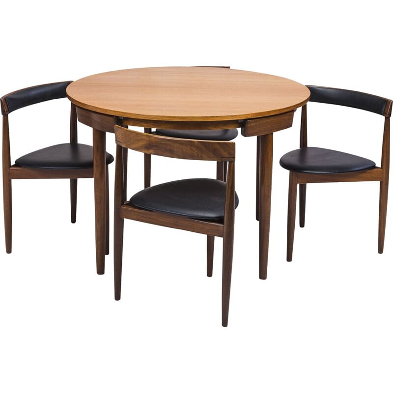 Teak Dining Table and Chairs by Hans Olsen for Frem Røjle, 1950s, Set of 4