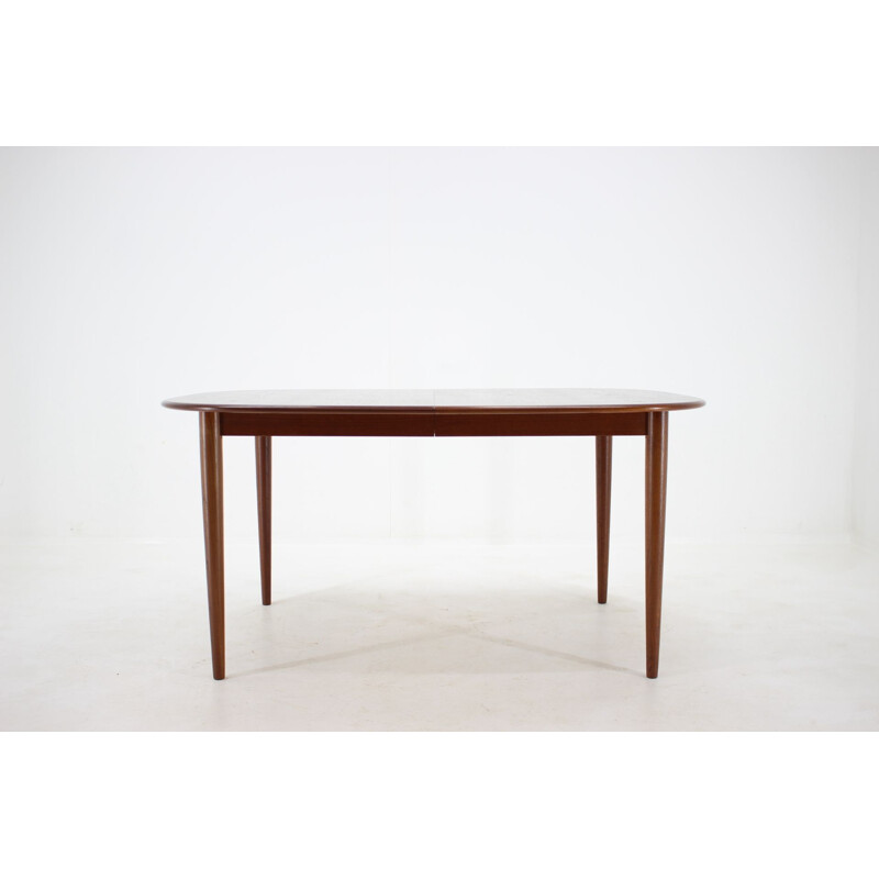 Vintage Danish oval teak extendable table, 1960