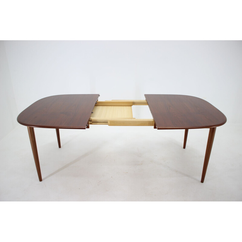 Vintage Danish oval teak extendable table, 1960