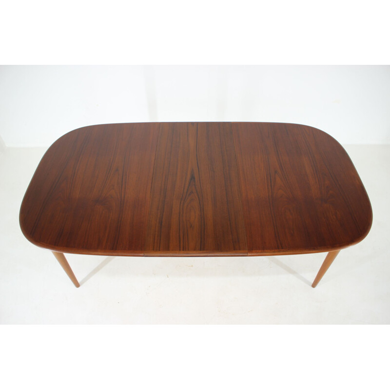Vintage Danish oval teak extendable table, 1960