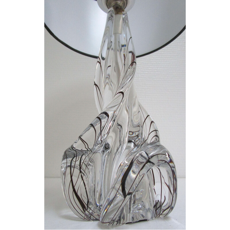 Lampe cristal vintage à filets noirs par JB France, 1960