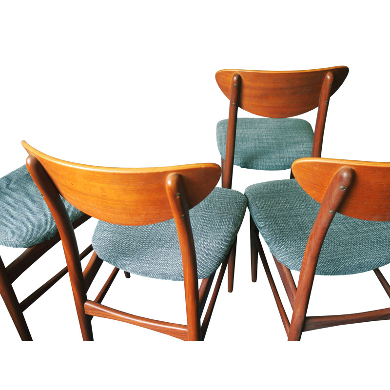 Set of 4 Danish Teak Ellipse-Back Dining Chairs, 1960s