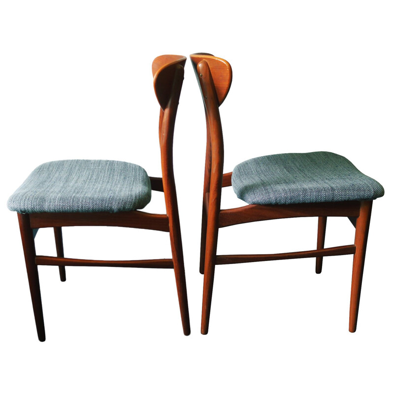 Set of 4 Danish Teak Ellipse-Back Dining Chairs, 1960s