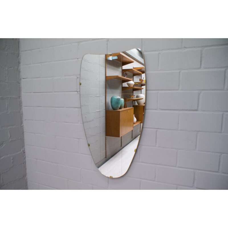 Vintage Asymmetric Brass-Framed Mirror, 1950s