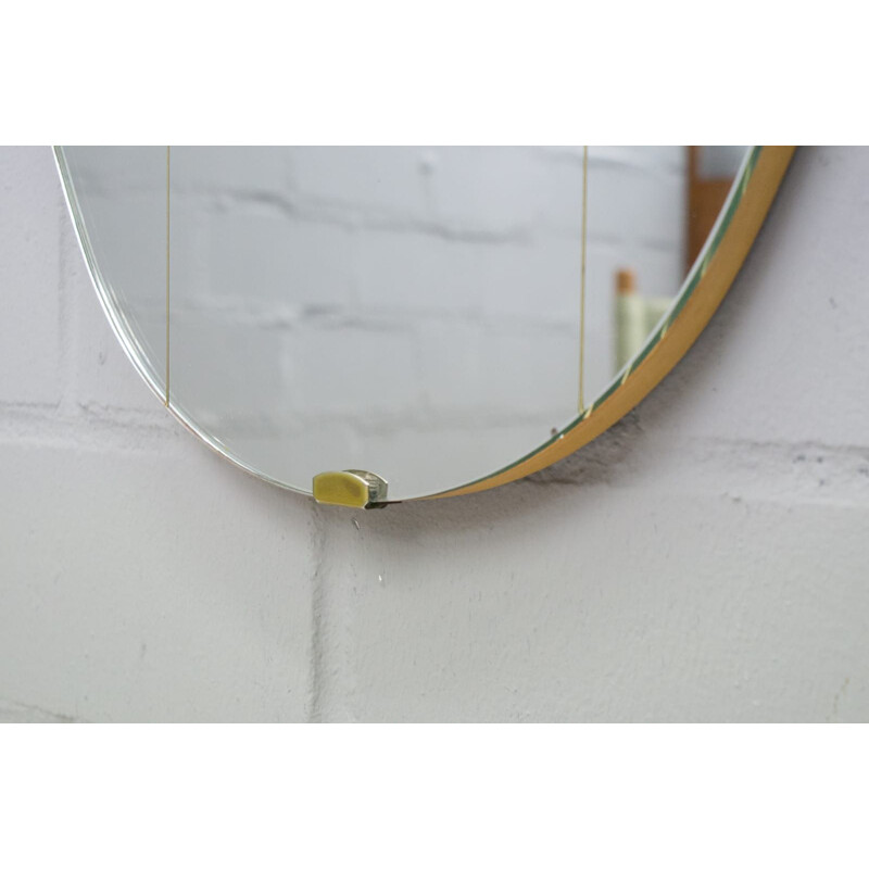 Vintage Asymmetric Brass-Framed Mirror, 1950s