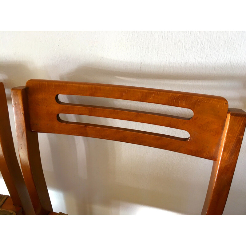 Set of 4 vintage wooden chairs, 1960s