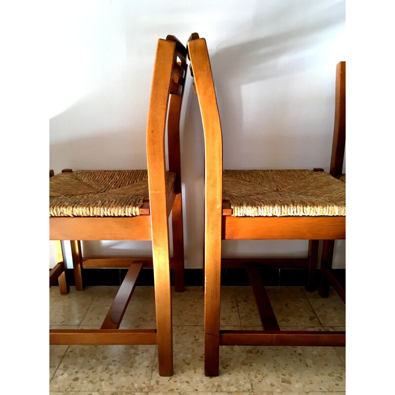 Ensemble de 4 chaises vintage en bois, 1960