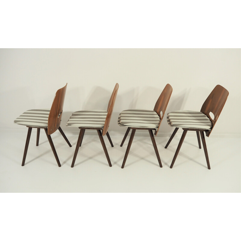 Set of 5 vintage Chairs and dining table from Tatra Nábytok, 1960s 