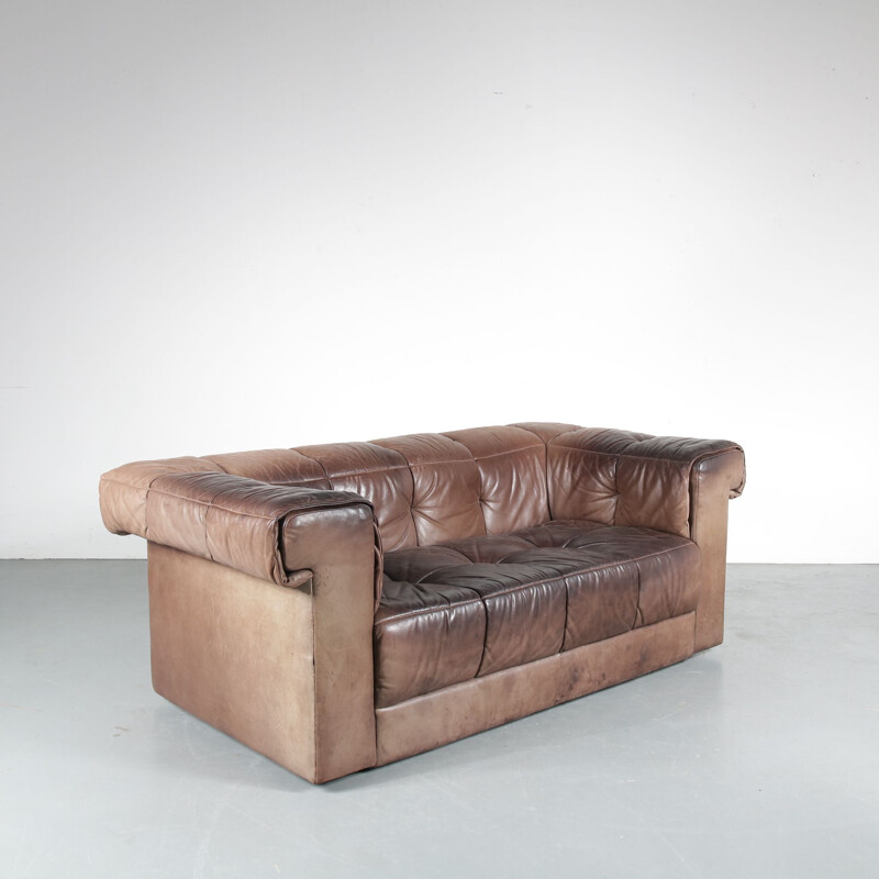 Vintage brown leather sofa, 1970s