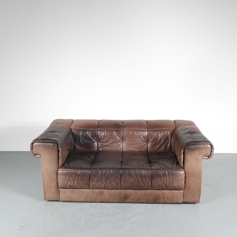Vintage brown leather sofa, 1970s