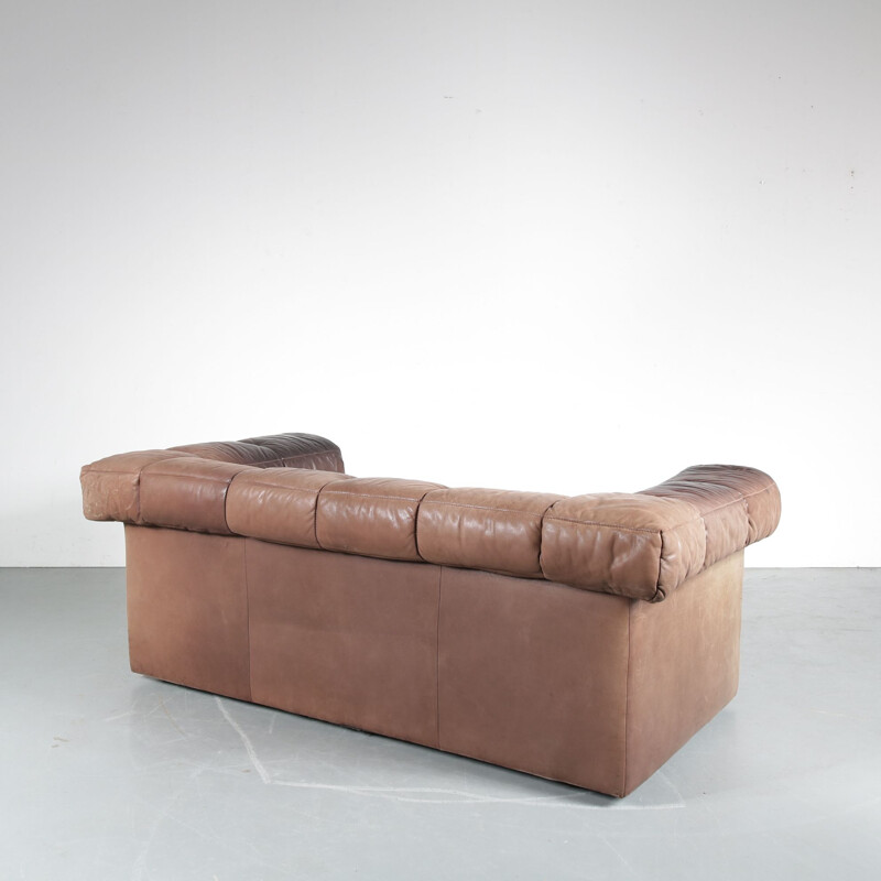 Vintage brown leather sofa, 1970s