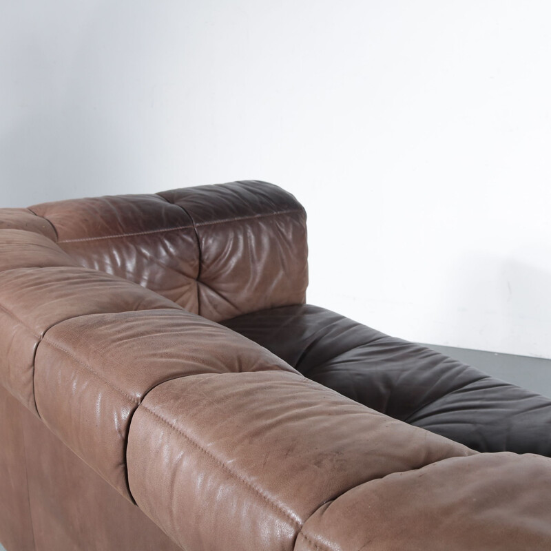 Vintage brown leather sofa, 1970s