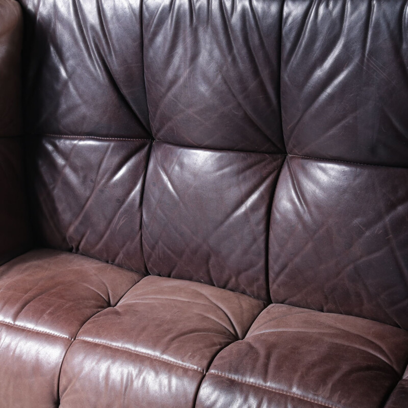 Vintage brown leather sofa, 1970s