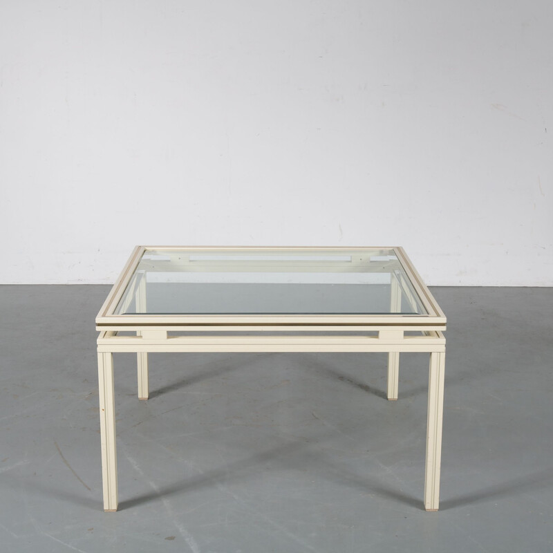 Vintage brass and metal coffee table by Pierre Vandel, France, 1970s