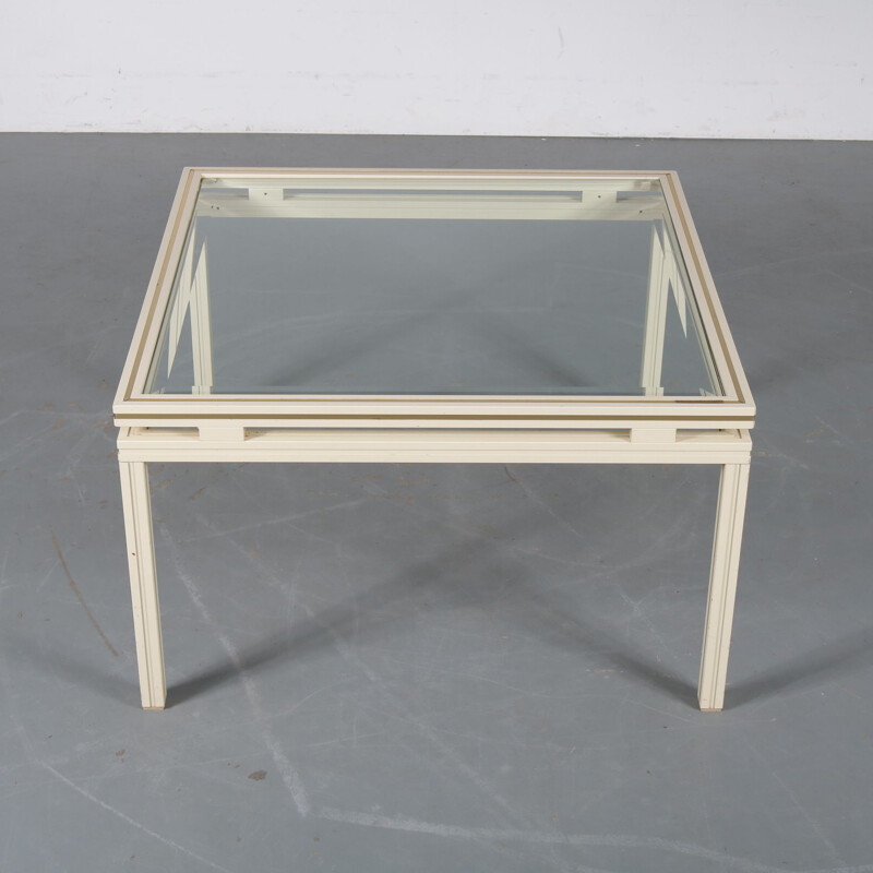 Vintage brass and metal coffee table by Pierre Vandel, France, 1970s