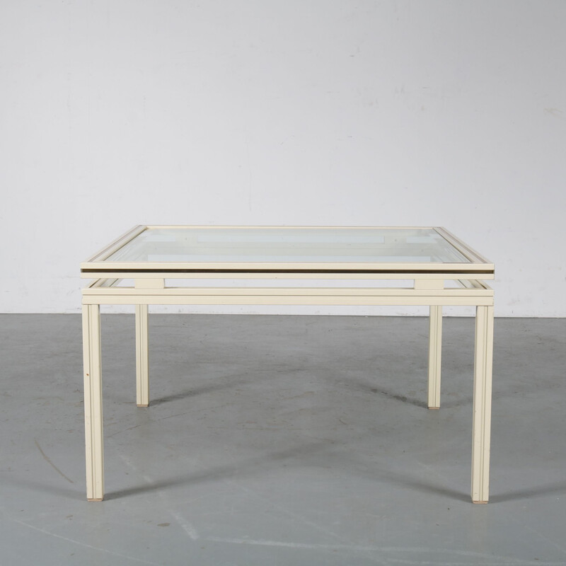 Vintage brass and metal coffee table by Pierre Vandel, France, 1970s