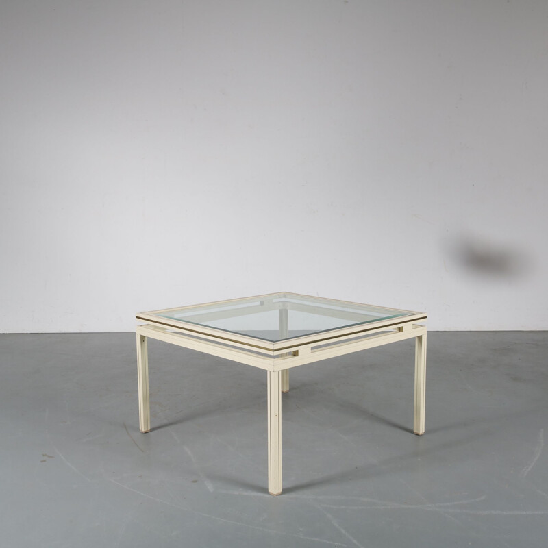 Vintage brass and metal coffee table by Pierre Vandel, France, 1970s