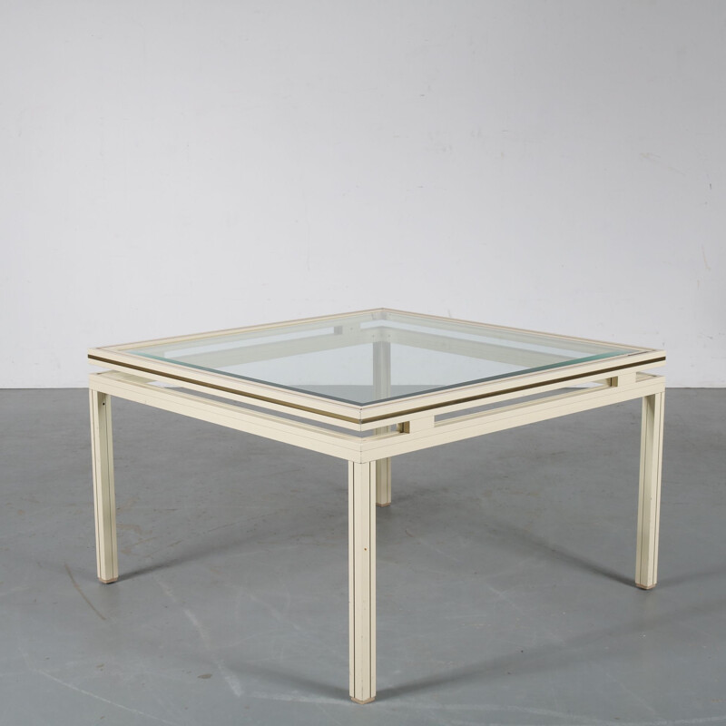 Vintage brass and metal coffee table by Pierre Vandel, France, 1970s