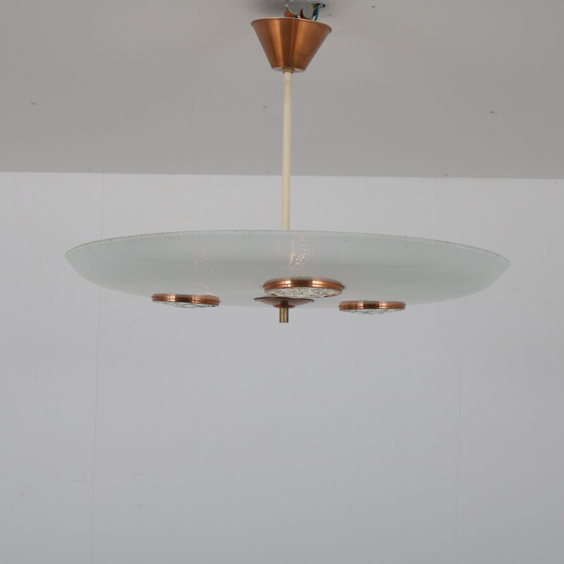 1950s Italian hanging lamp  in the style of Fontana Arte, Italy