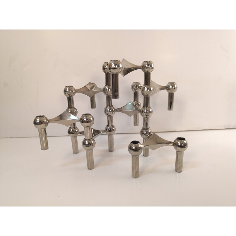 Set of vintage modular candle holders by Werner Stoff from Nagel, 1970s