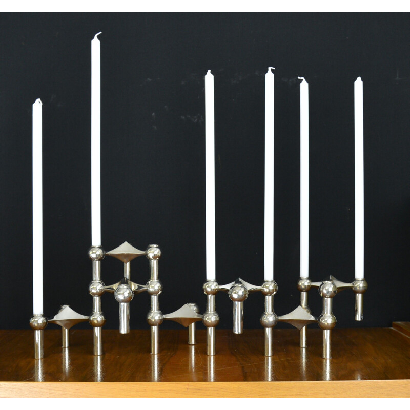 Set of vintage modular candle holders by Werner Stoff from Nagel, 1970s
