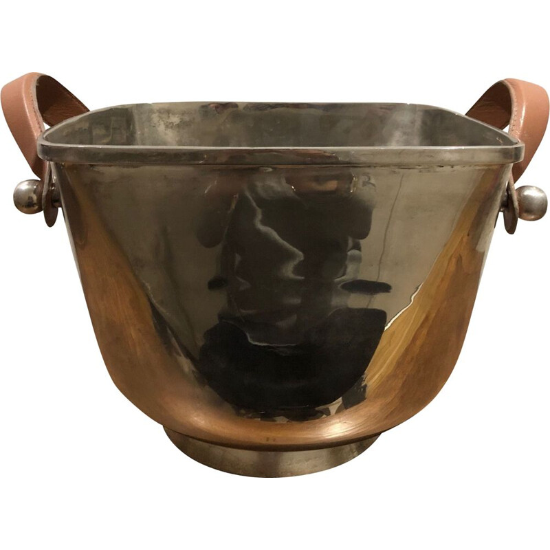 Large champagne bucket with leather handles