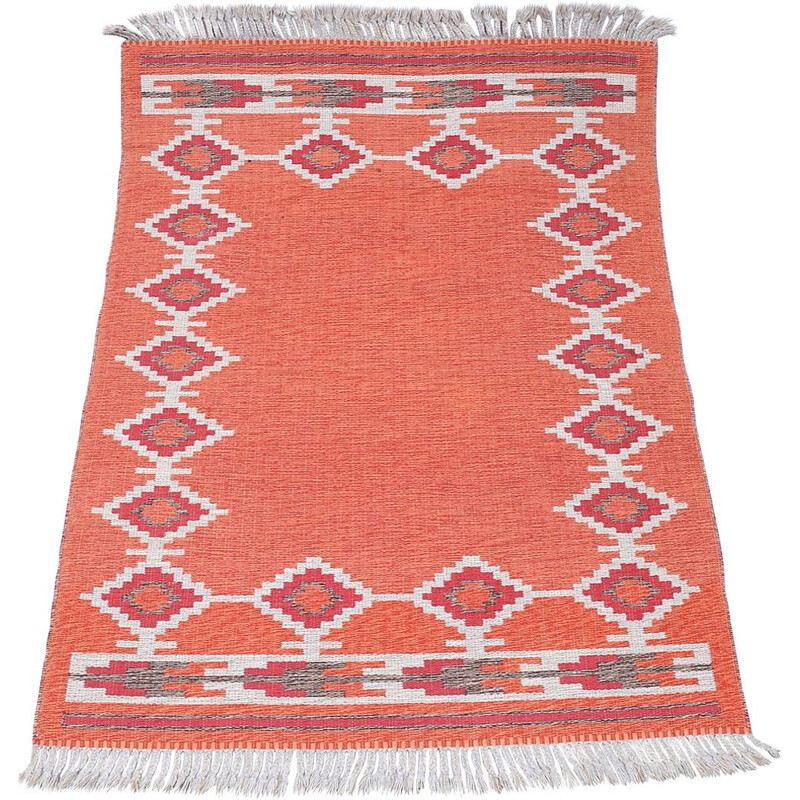 Vintage Scandinavian reversible Röllakan rug 1950