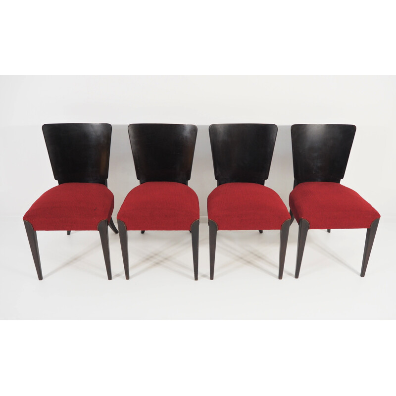 Set of 5 Vintage Art Deco dining chairs by Jindřich Halabala