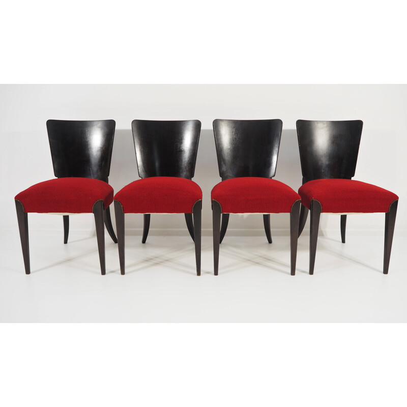 Ensemble de 5 chaises à repas Vintage Art Déco par Jindřich Halabala