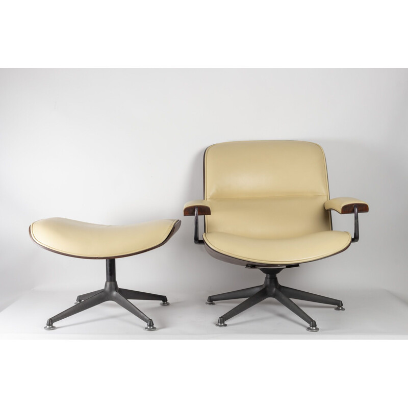 Fauteuil et ottoman vintage "Lounge" de Ico Parisi pour MIM Roma, 1950