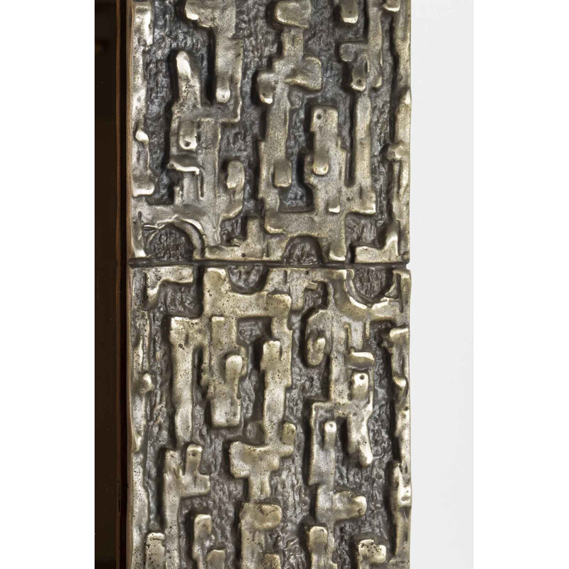 Bronze brutalist vintage mirror by Luciano Frigerio, Italy, 1960s