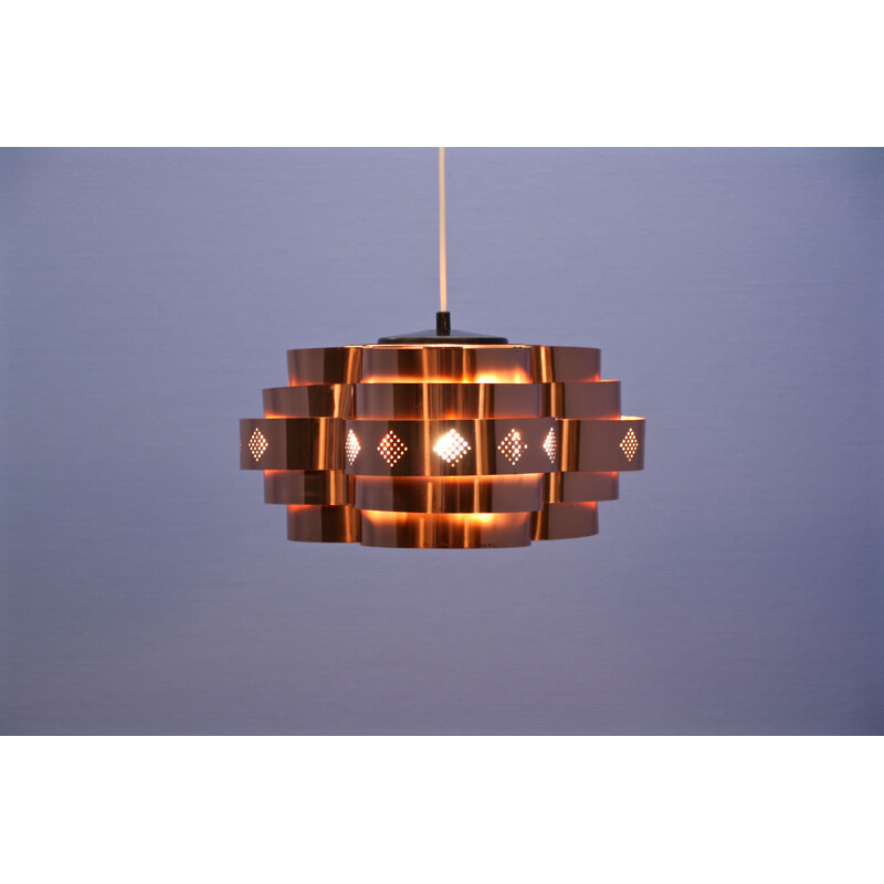 Vintage hanging lamp in copper by Werner Schou for Coronell Elektro, 1960s