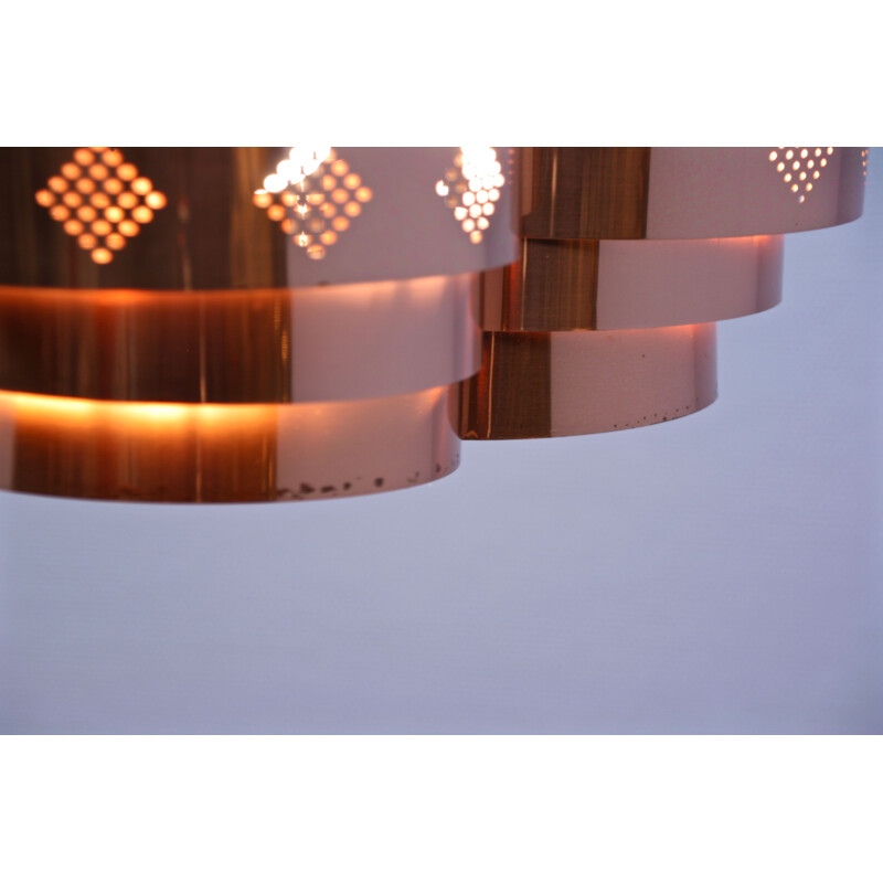 Vintage hanging lamp in copper by Werner Schou for Coronell Elektro, 1960s